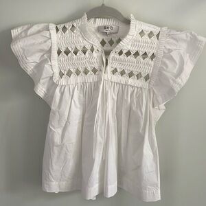 Sea-NY Phoebe Flutter Sleeve Tank, White XS Never Worn